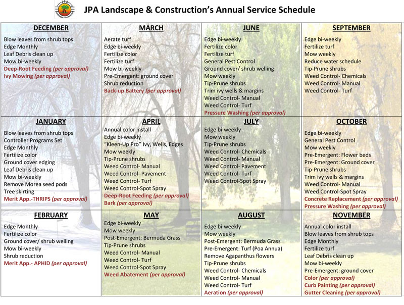 Annual Schedule